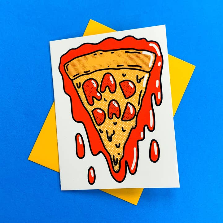 Secret Planet – wholesale Farsdagskort – Rad Dad Drippy Pizza Slice Gratulationskort0