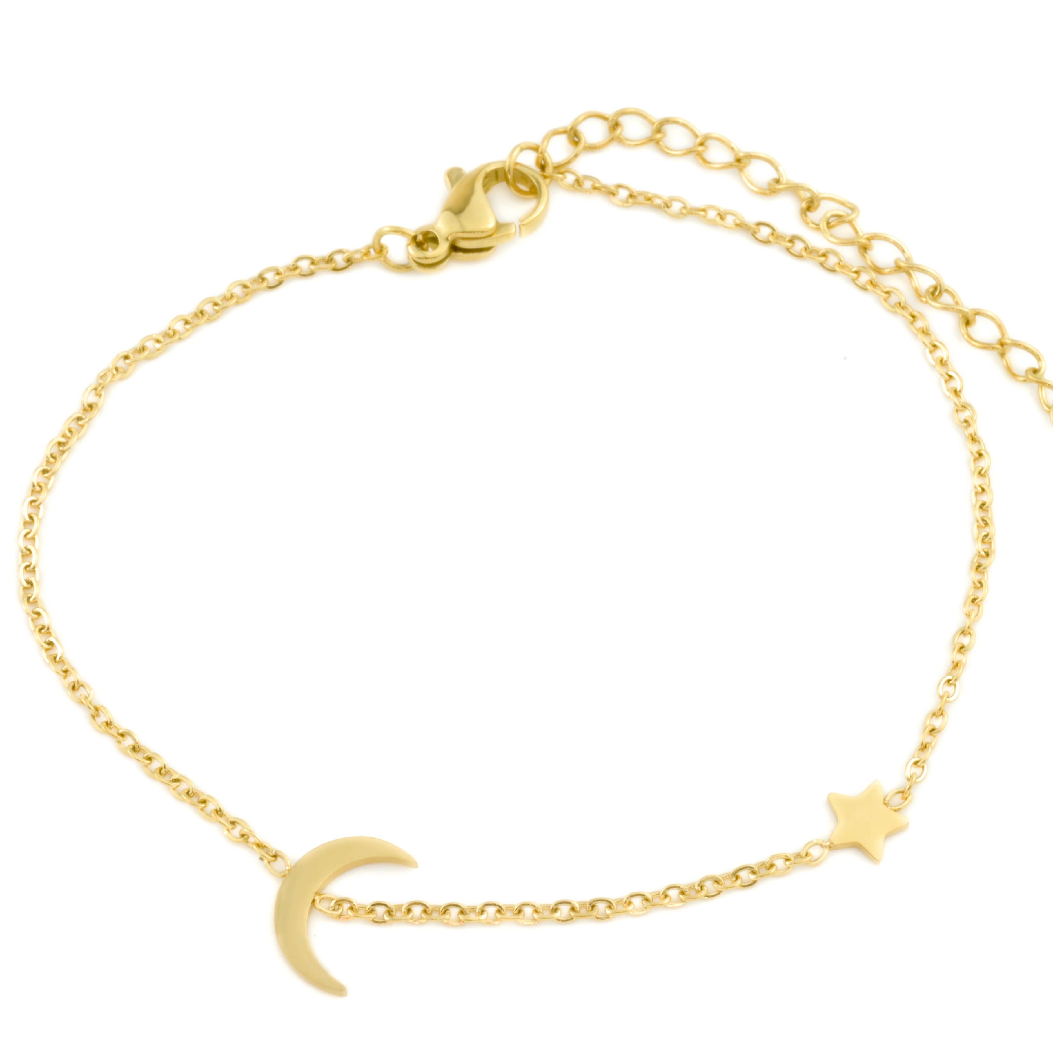 Blueyejewelry – Engroshandel Armbånd med vedhæng – Månestjerne armbånd - 18K guld PVD belagt stjerne armbånd3