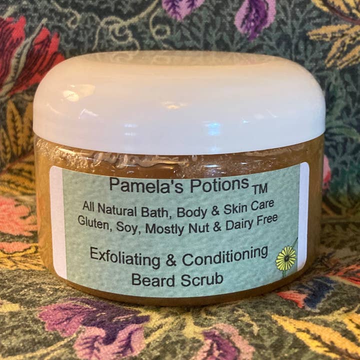 Exfoliating & Conditioning Beard Scrub for wholesale by Pamela's Potions All Natural Bath, Body & Skin Care