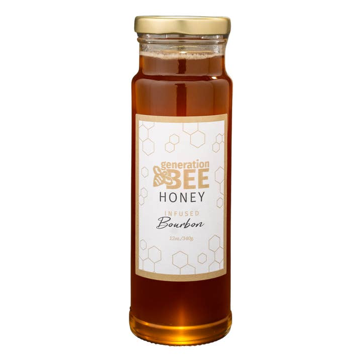 All-Natural Flavor Infused Honey - Bourbon - 12 oz Glass Jar for wholesale by Generation Bee