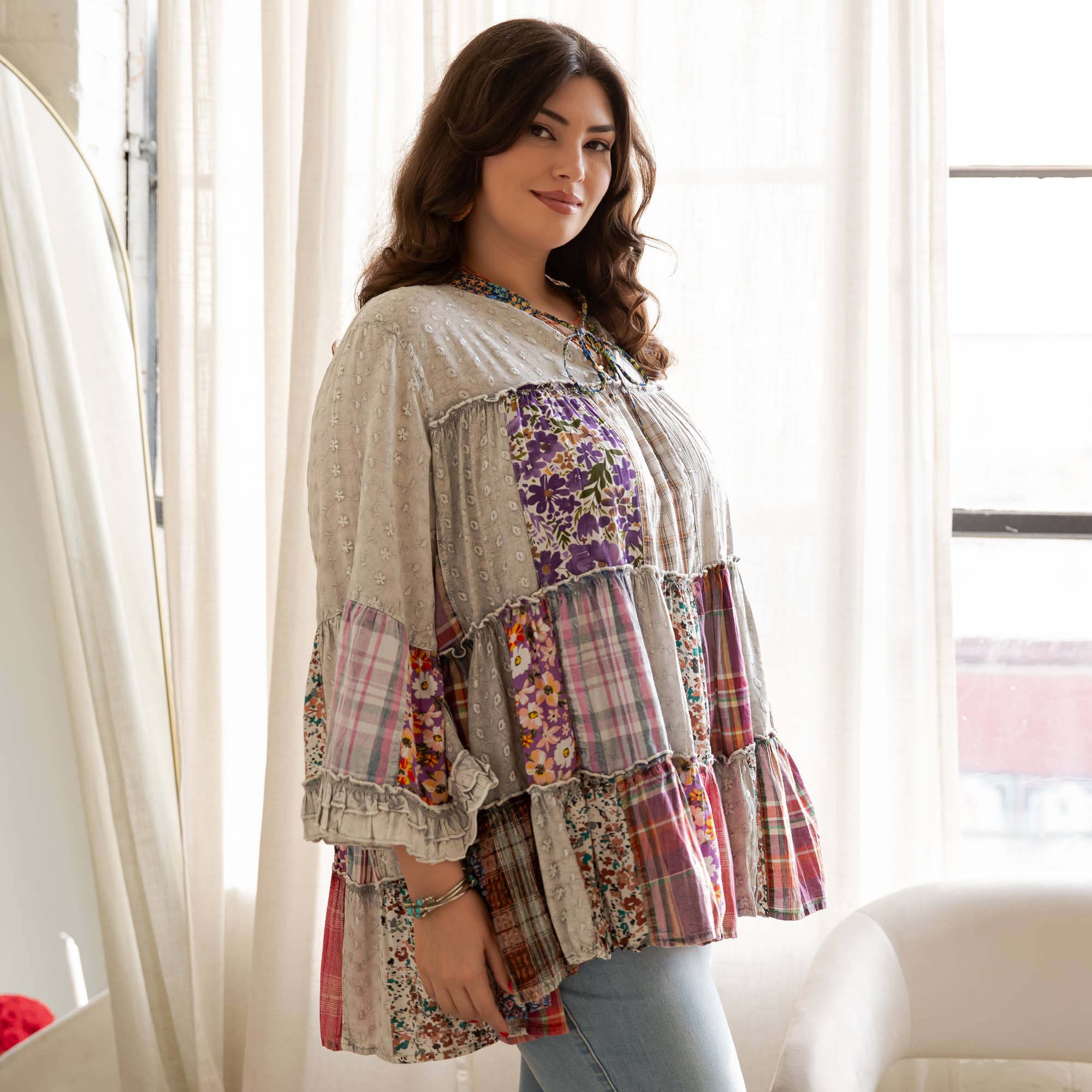 Young Threads - Wholesale Tunic - Women's - Artistic Fusion: Overdyed Jhabla Top With Emb Also in PLUS13