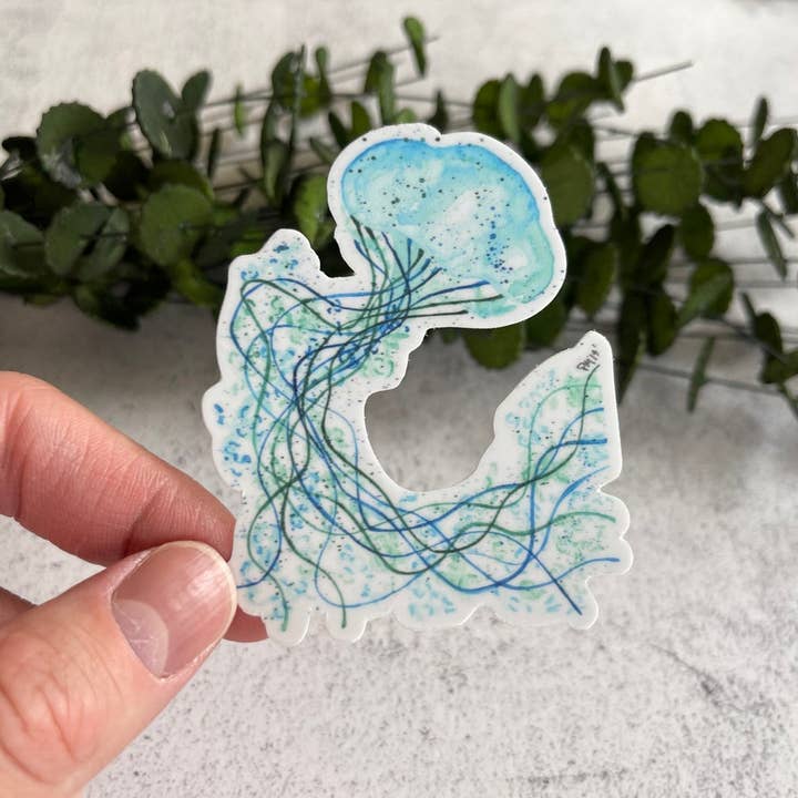 Everyday H2O - Wholesale Sticker - Blue Jellyfish Vinyl Sticker, Water Bottle & Laptop Decal1