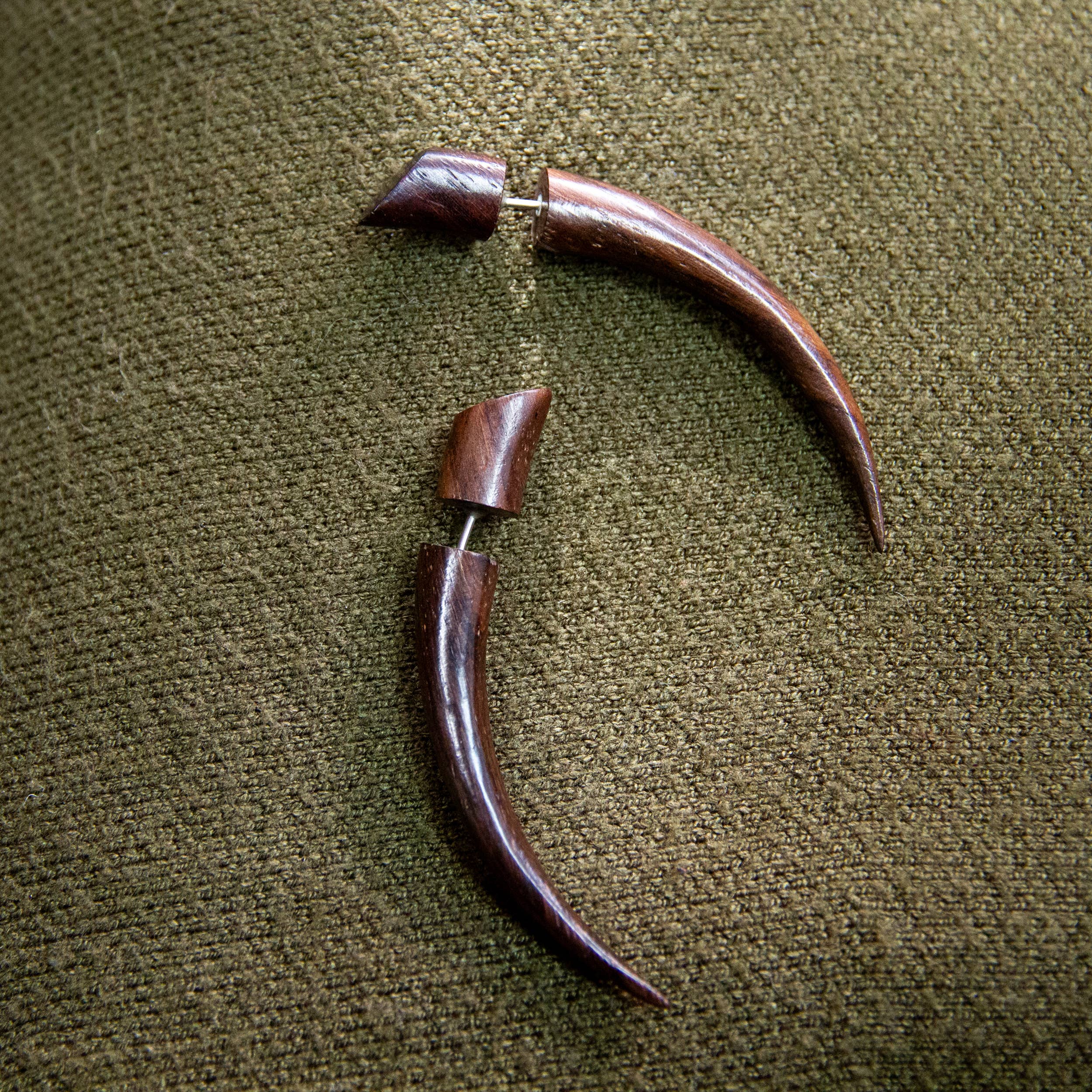 Ajmer by Jodi - Wholesale Dangle Earrings - Small Wood Spike Faux Gauges ~ fake gauge earrings3