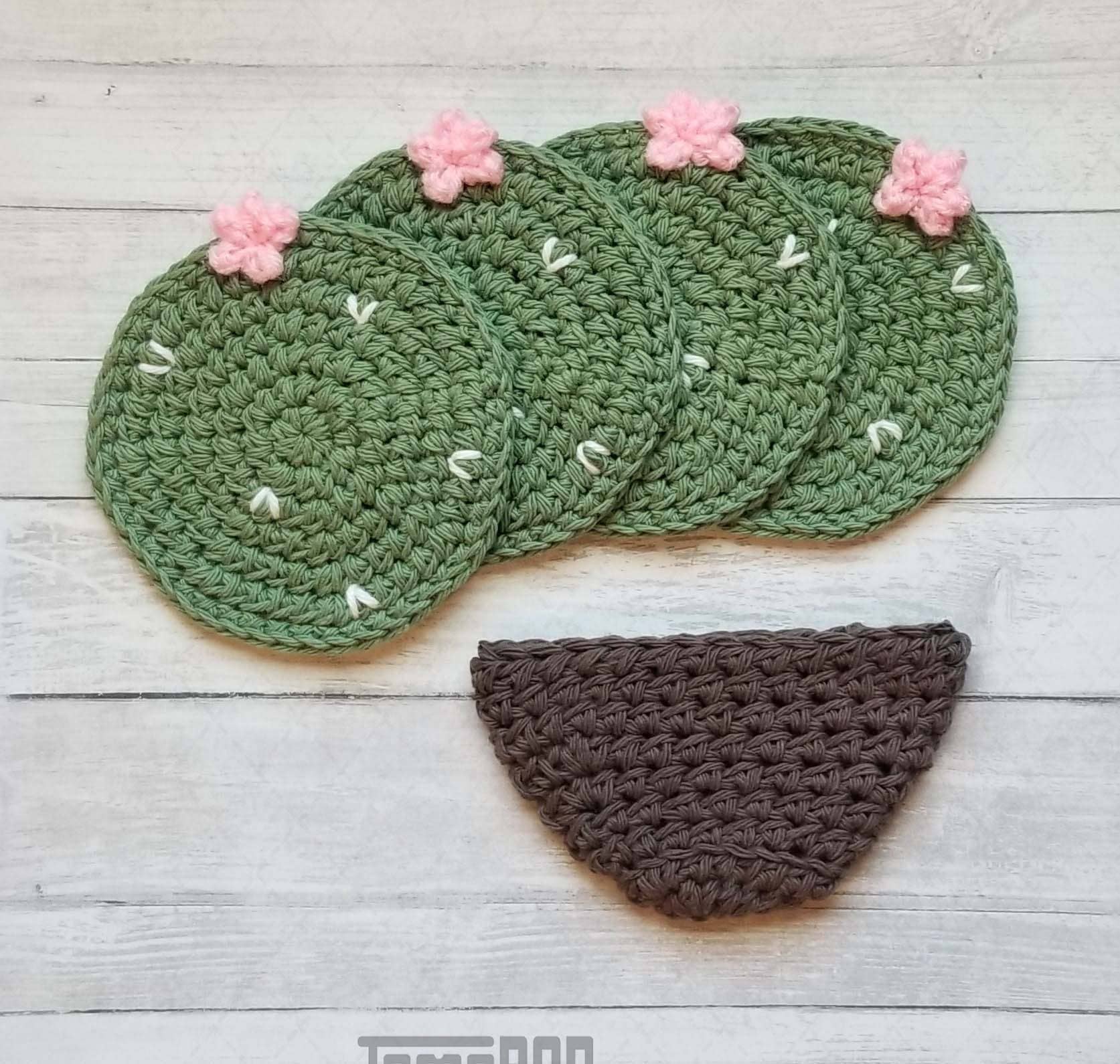 TOMOPOD LLC - Wholesale Coasters - Crochet Cactus Coasters, Set of 4, Plant Lover Home Decor0