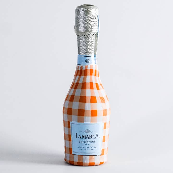 Beau Bottles - Wholesale Wine Gift Bag - Beau Bottles Orange and White Gingham - MINI Prosecco Collection - Six Pack