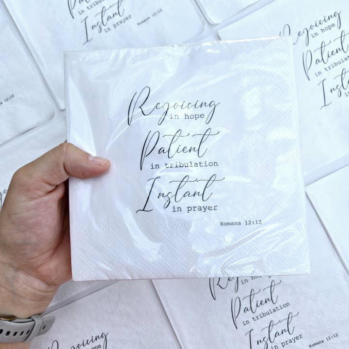 Pearls of Parchment - Wholesale Disposable Napkin - Rejoicing In Hope Paper Napkins | 20 ct Scripture Napkins2
