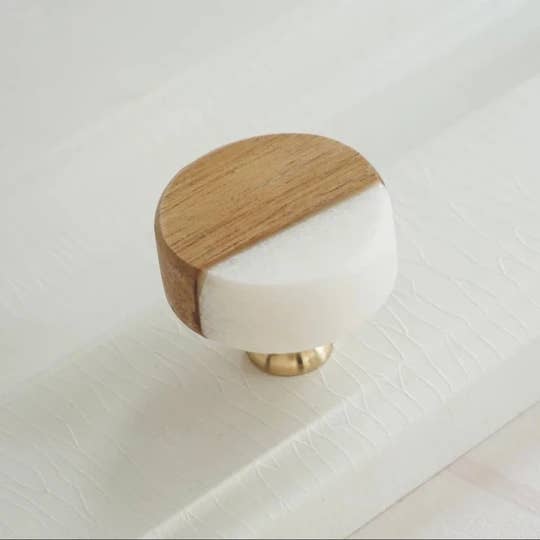 Delmar Decor – wholesale Knopp/Handtag – Vit sten och trä skåp knoppar