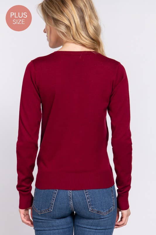 Active Basic | Active USA - Vendita all'ingrosso Cardigan - Donna - [TAGLIA FORTE] Cardigan Maglione con Scollo a V e Bottoni a Maniche Lunghe9