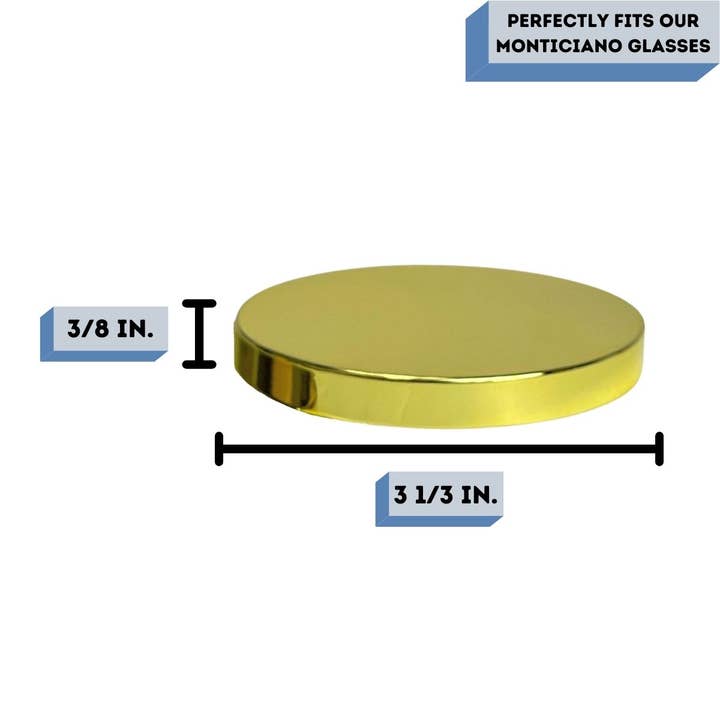 General Wax & Candle Company - Wholesale Candle Holder - Gold Candle Lid - Fits our 9.5 oz Monticiano