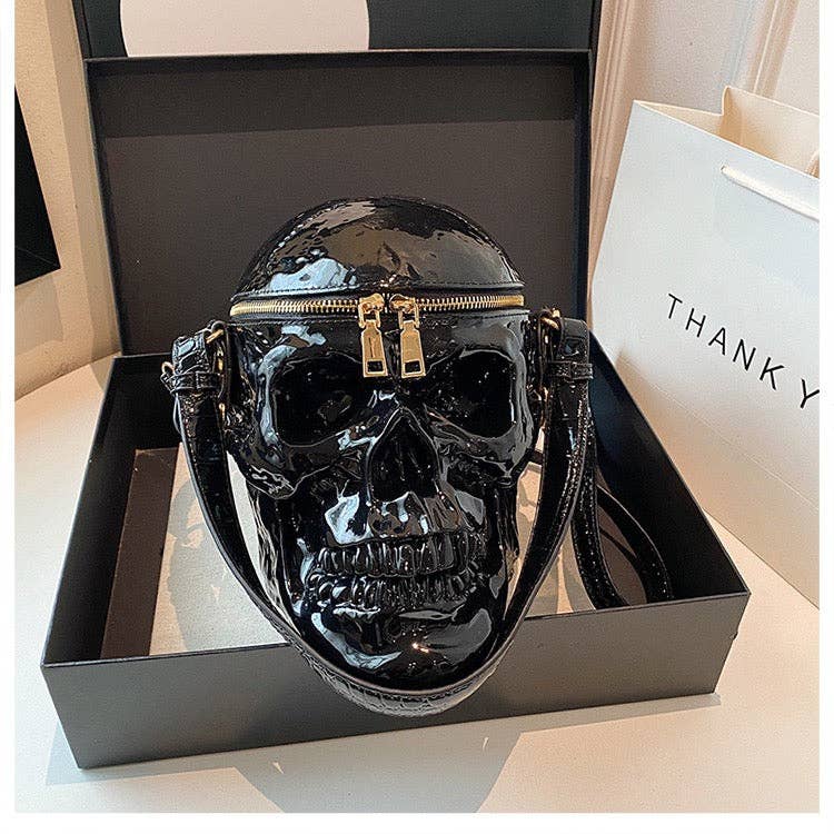 MB Fashion Wholesale - Wholesale Crossbody Bag - Women's - EVERY FASHION 3D Skull Crossbody Bag with Glossy Finish and Dual Zipper Closure21