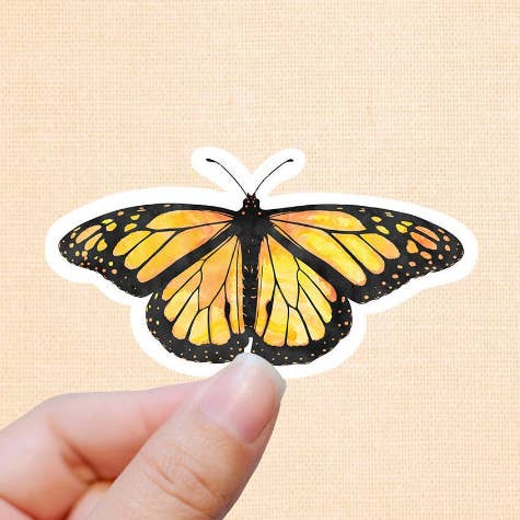 Autocollant en vinyle Aquarelle Monarch Butterfly pour la vente par Sweet Humors