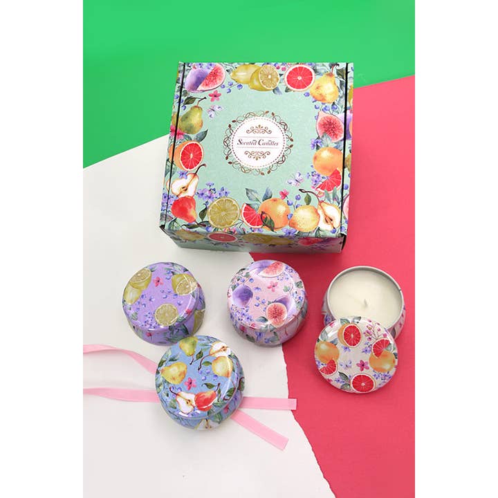 JOSSLYN by wall to wall - Wholesale Travel Candles - 4PC AROMA THERAPY CANDLE CHRISTMAS GIFT SET | 90C100