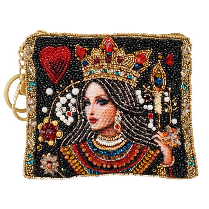 Mary Frances Accessories - Wholesale Coin Purse - Women's - The Queen Playing Card Beaded Coin Purse
