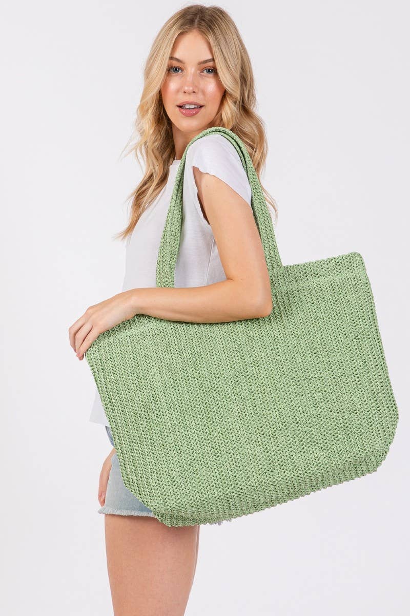 Collections by Fame Accessories - Wholesale Tote Bag - Women's - Large Crochet Straw Tote Bag6