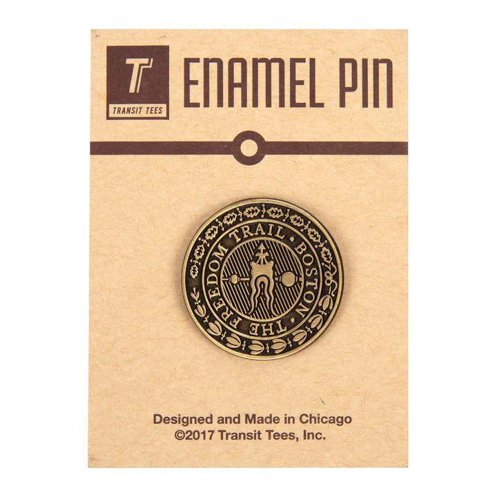 Boston Freedom Trail Medallion Enamel Pin for wholesale by Transit Tees