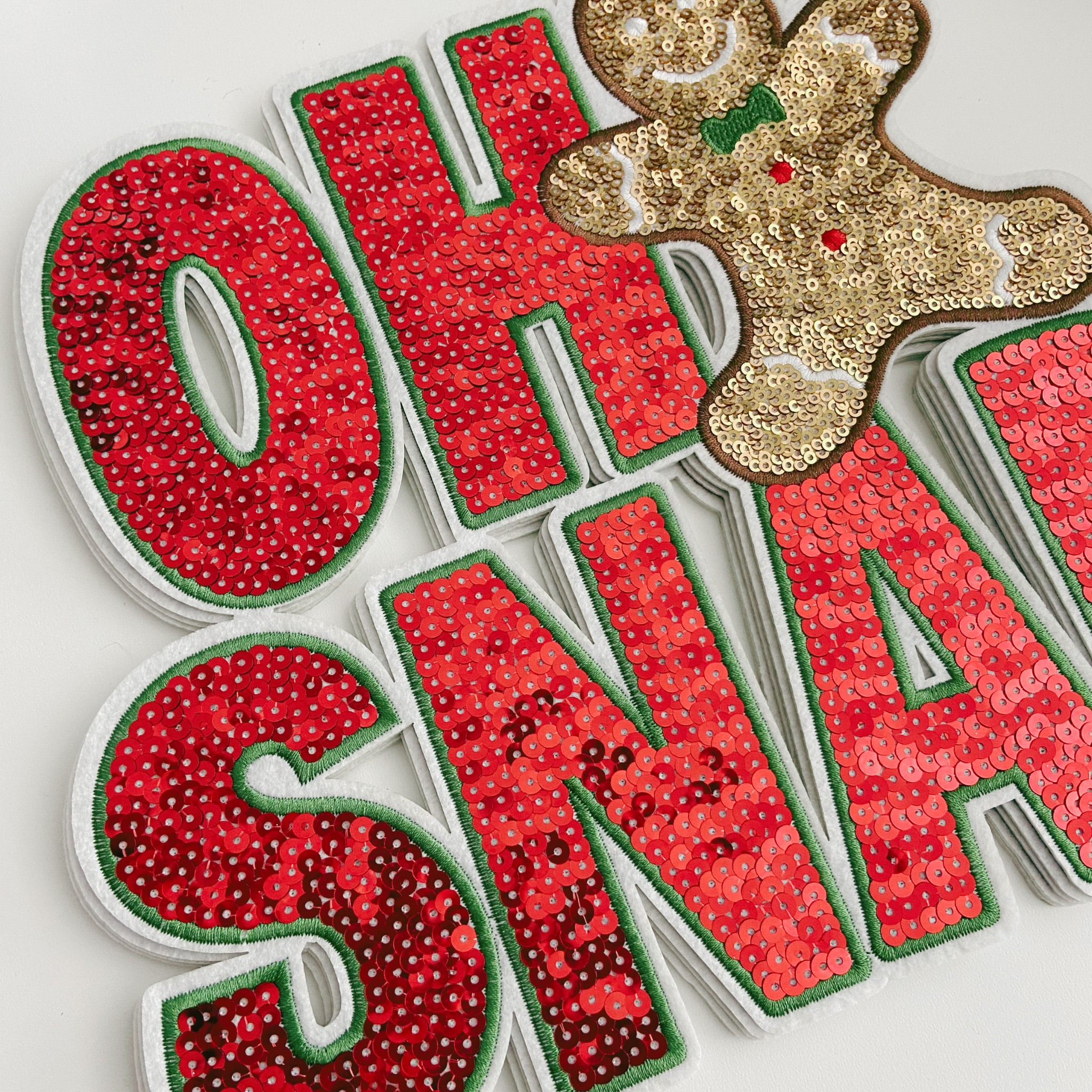 TEELUX - Wholesale Patch - 10.75"  OH SNAP Gingerbread man  - SEQUIN Patch2