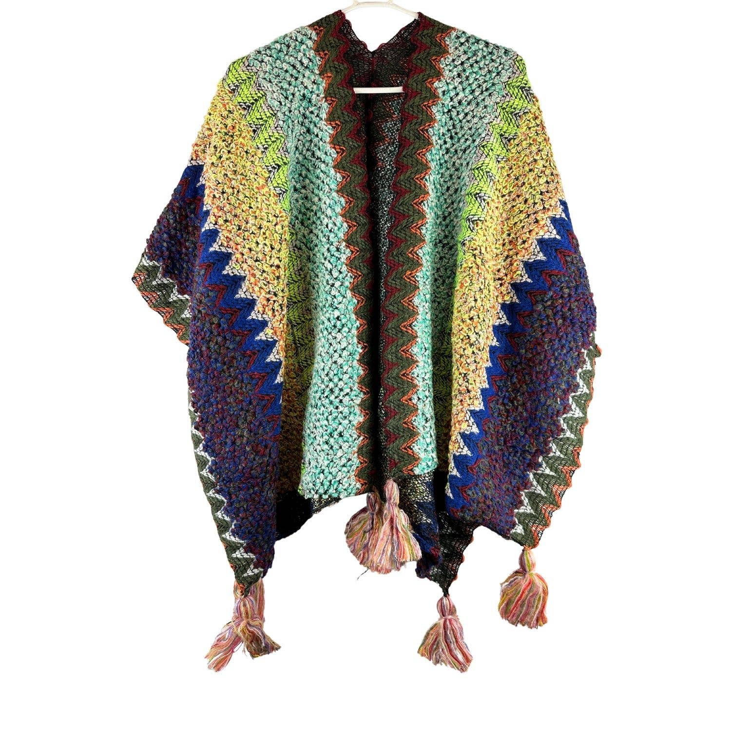 ZKY Wholesale - Venta al por mayor Poncho - Mujer - Chal étnico con flecos en forma de poncho, capa y cárdigan8