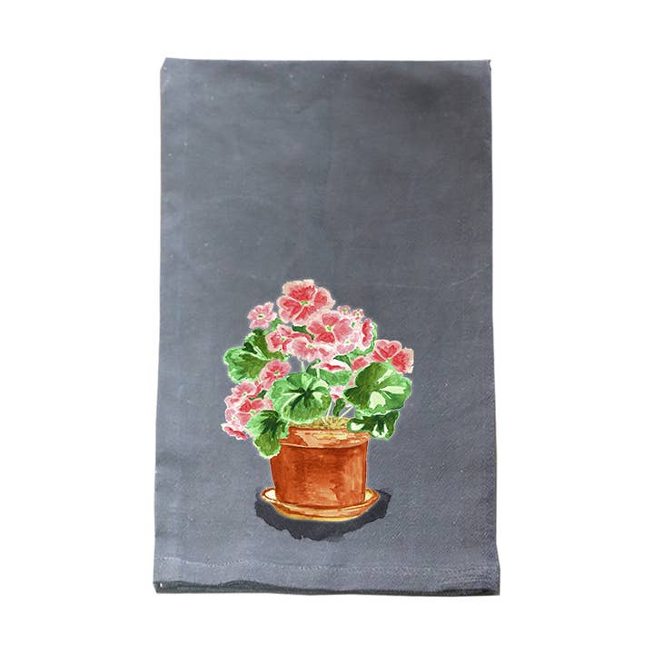 Asciugamano da cucina nero con gerani (QUANTITÀ LIMITATE!) per la vendita all'ingrosso da parte di Knollwood Lane