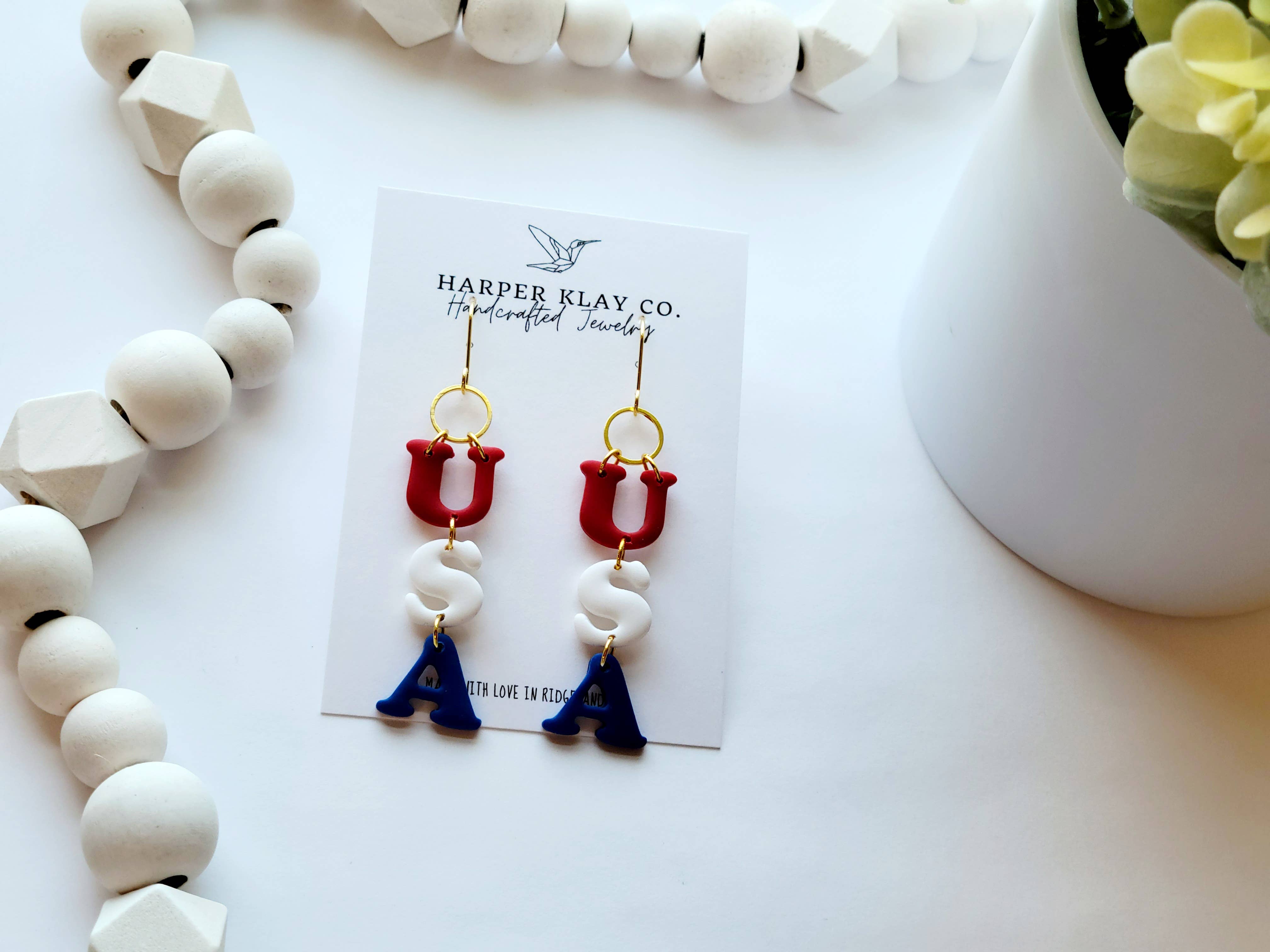 Harper Klay Co - Wholesale Dangle Earrings - The USA Set- Polymer Clay 4th of July Dangle Earrings1