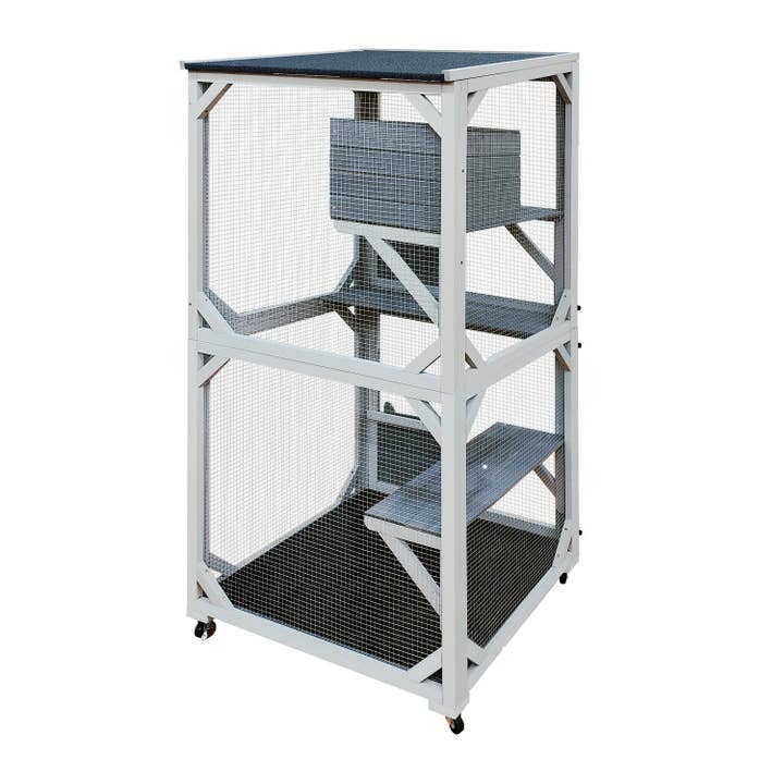 39F Inc. - Wholesale Pet Carrier - Cat - 71in Outdoor Wooden Catio with Roof and Wheels for Cats7