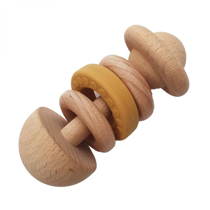 Baby Wooden Rattle Ochre for wholesale by Summerville organic