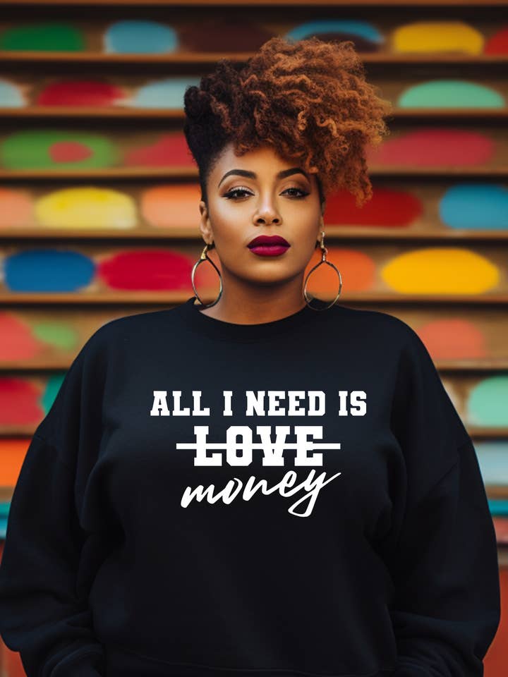 All I need glitter sweatshirt (black) for wholesale by Golden Chic
