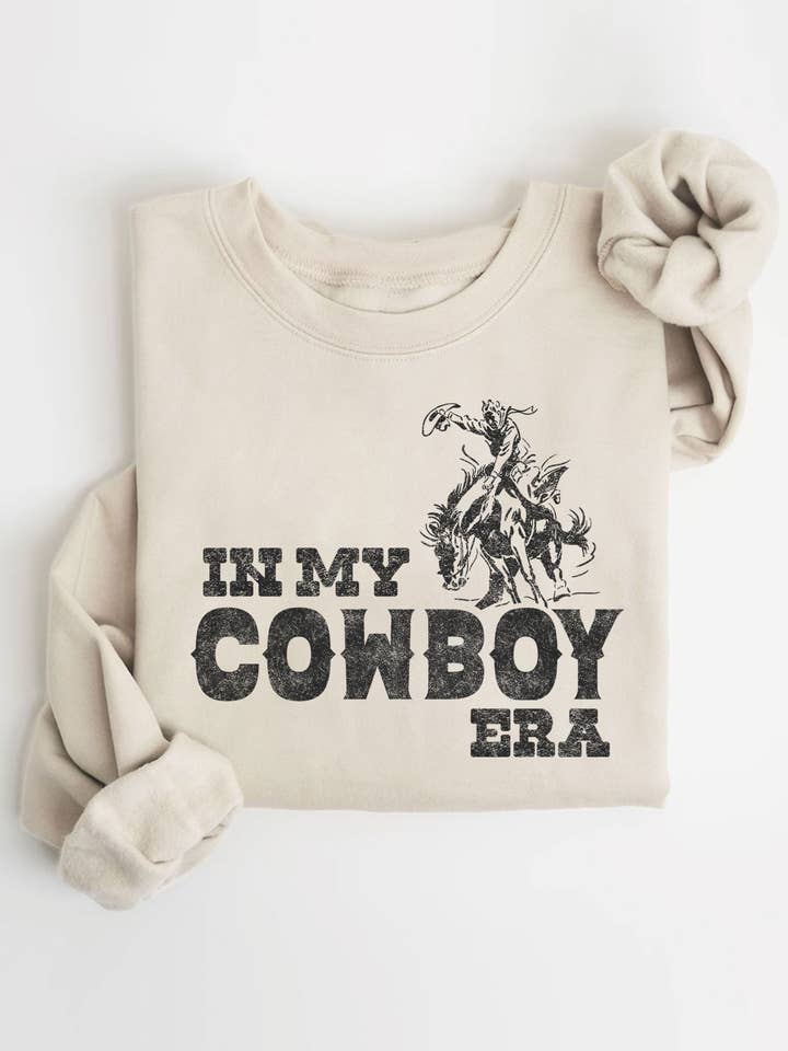 IN MY COWBOY ERA GRAPHIC BRUSHED SWEATSHIRTS for wholesale by Rustee Clothing