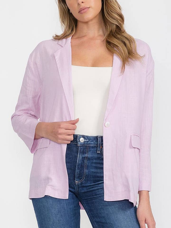BUTTON CLOSURE FRONT POCKETS LINEN BLAZER and other Purchase Wholesale linen blazer. Free Returns & Net 60 Terms on Faire trending on Faire.
