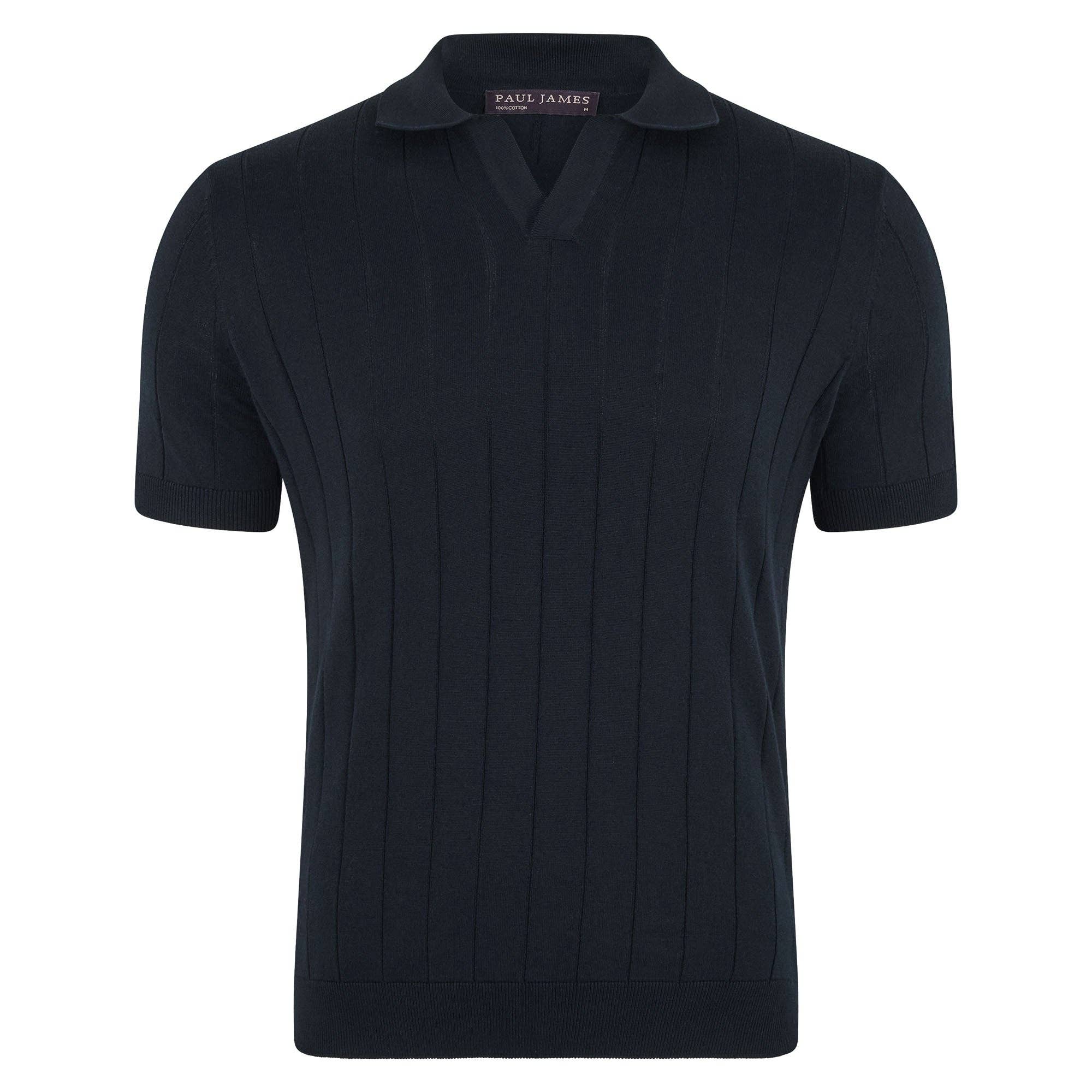 Paul James Knitwear - Wholesale Polo - Men's - Mens Ultra Fine Cotton Selection Knit Buttonless Polo Shirt5