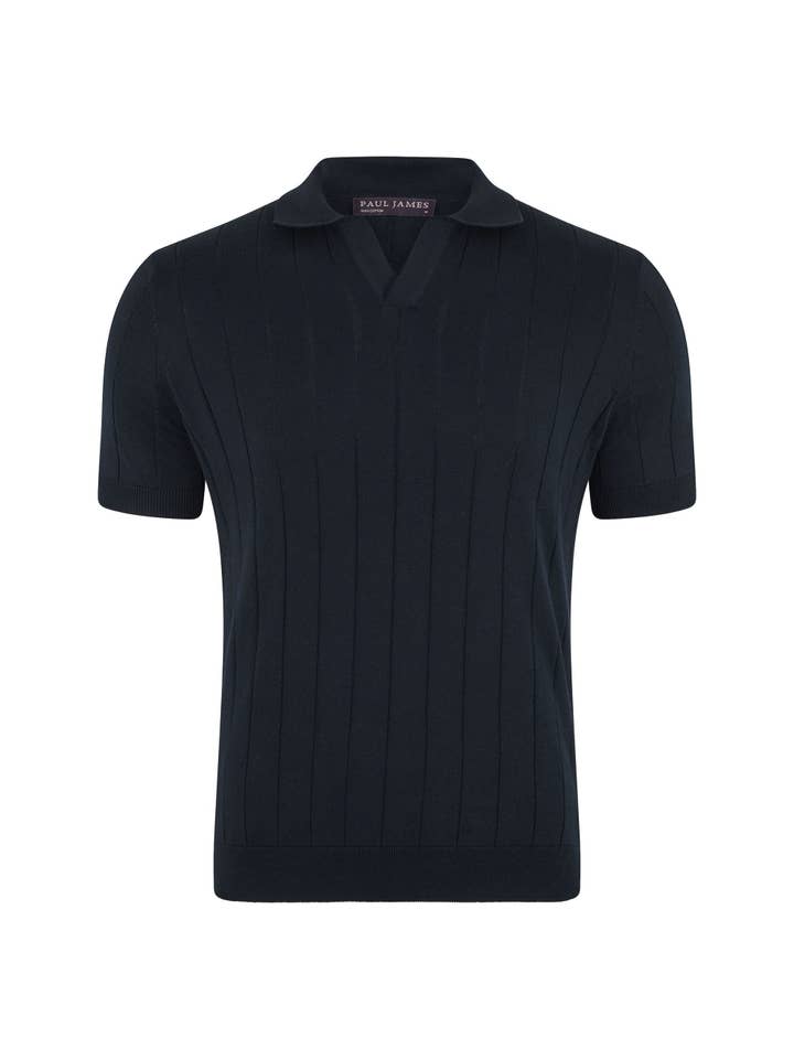 Paul James Knitwear - Wholesale Polo - Men's - Mens Ultra Fine Cotton Selection Knit Buttonless Polo Shirt5