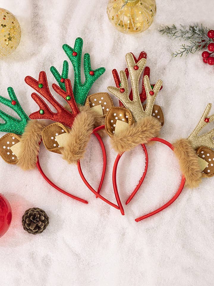 CWAHA07531_BANDEAU EN PELUCHE AVEC BOIS DE RENNE DE NOËL pour la vente par NINEXIS