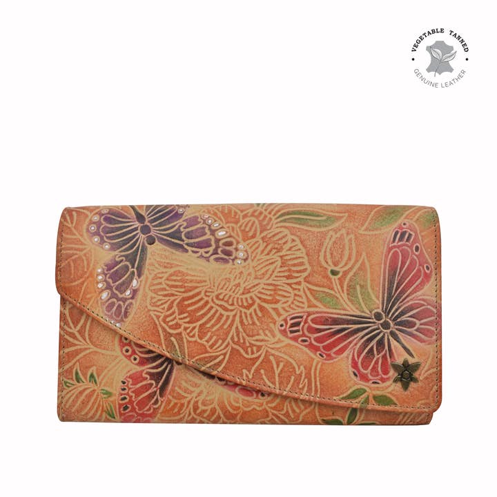 Hand-Painted Leather Accordion Flap Wallet - 1174 for wholesale by Anuschka | Vanya Lara (USA)