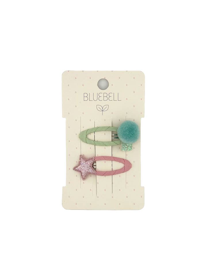 Pom Pom Star clips - Candy pink and Bubblegum  for wholesale by Bluebell Petite