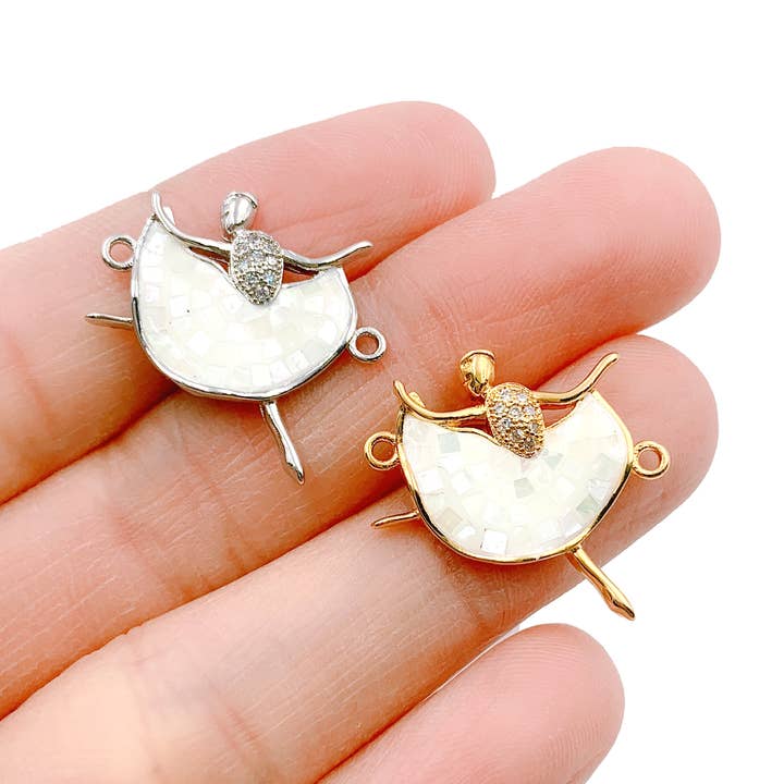 Ballerina/Tänzerin CZ vergoldeter Anhänger Charm für den Großhandel von Beads Creation