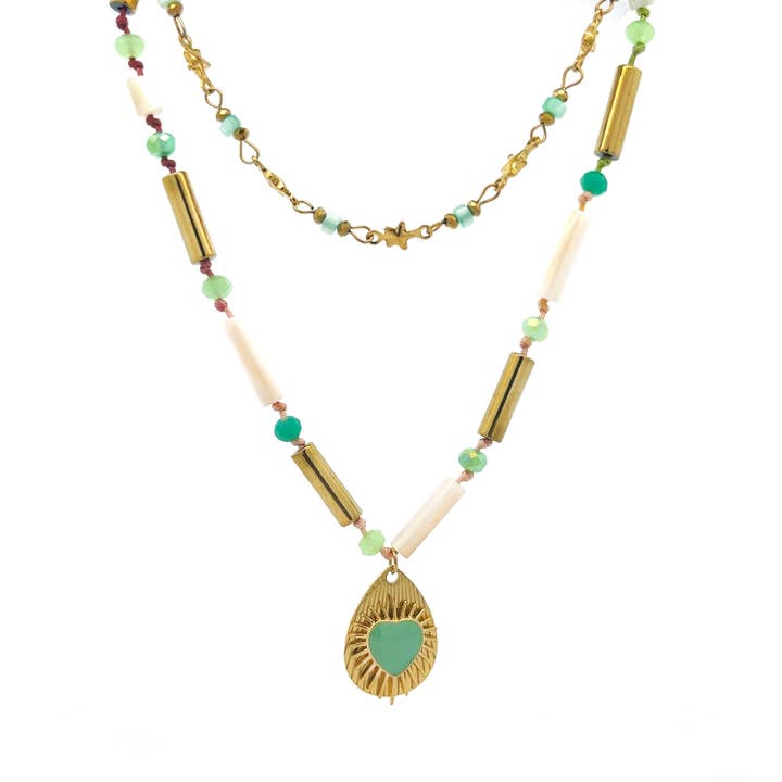 Collar de doble hilera con cristal - NK21124160E43 para venta al por mayor de AMORINO SRL