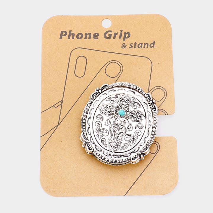 Sensibling Corp. - Wholesale Phone/Tablet Stand - Turquoise Pointed Antique Cross Adhesive Phone Grip Stand