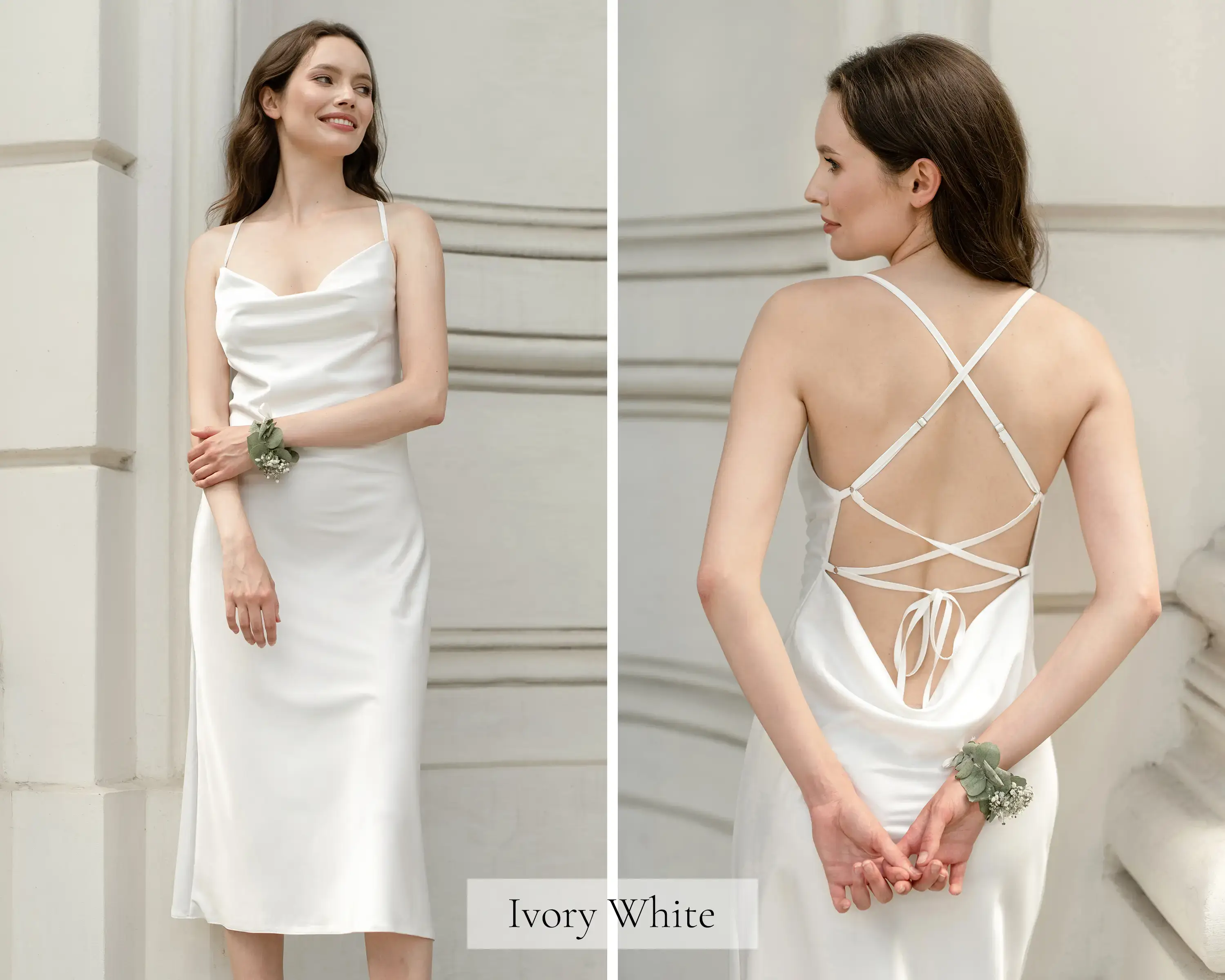 IDENTITY LINGERIE - Wholesale Dress - Women's - Silk Satin Dress Cowl Neck Midi Evening Slip Dresses6