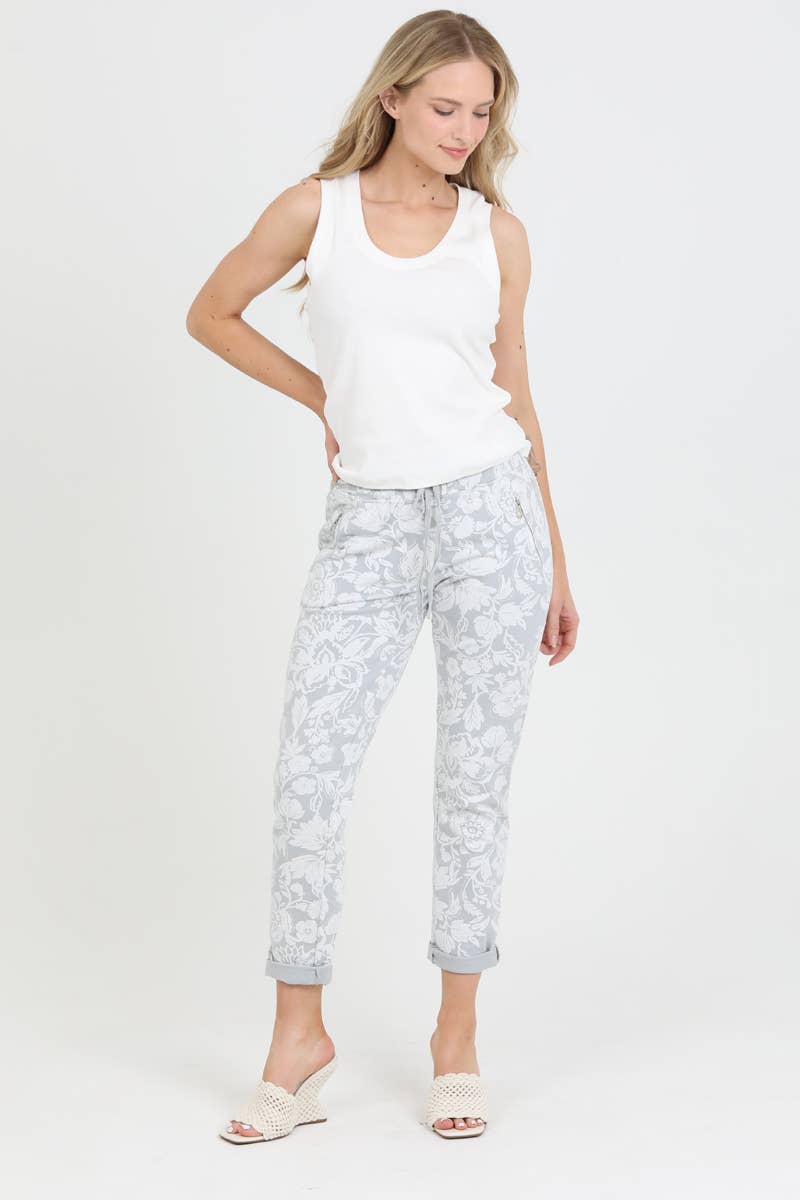 Nostalgia - Wholesale Pants - Women's - NP746-BW74 FLORAL PRINT JOGGER PANTS6