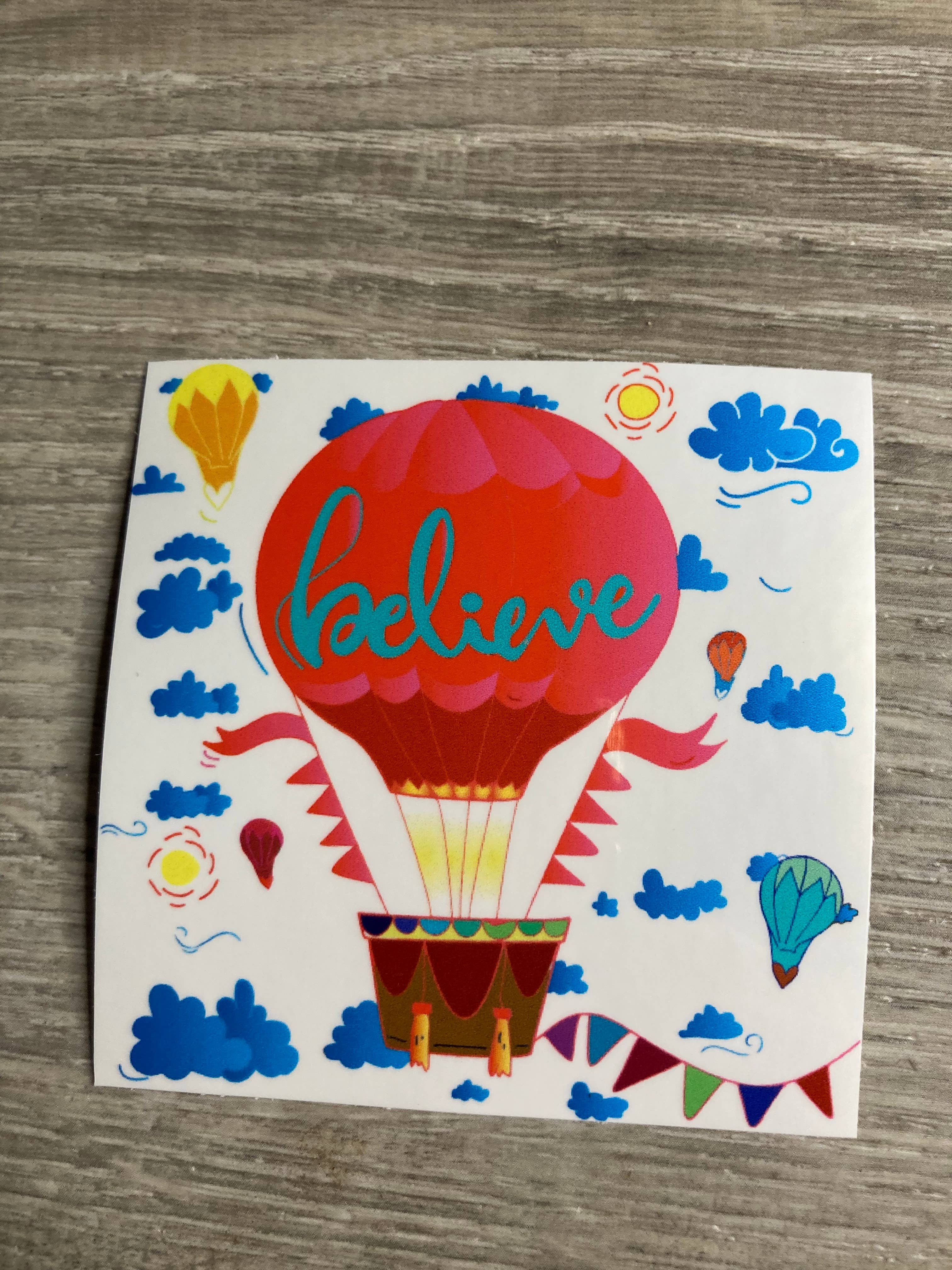 Denali & Co. - Wholesale Sticker - Believe Hot Air Balloon Motivational Sticker, 3” x 3”2