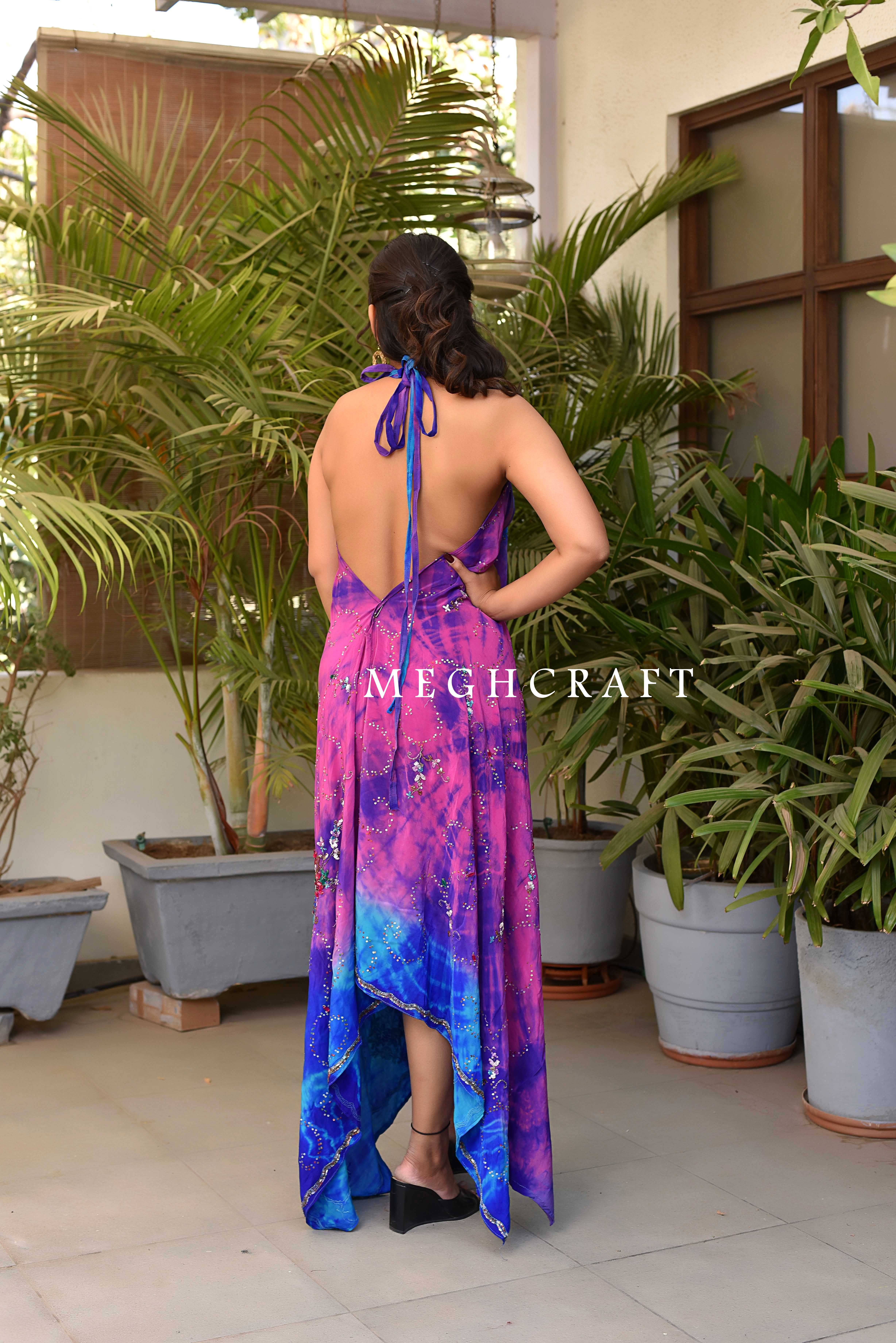 Meghcraft - Vendita all'ingrosso Vestito - Donna - Abito all'americana decorato con stampa tie-dye vintage indiano14