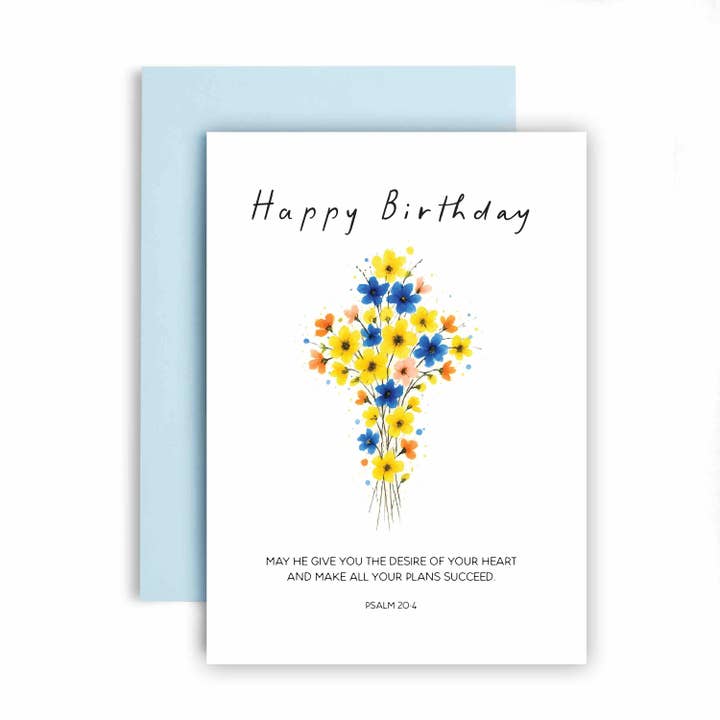 Psalm 20:4 Religious Happy Birthday Card for wholesale by Huxters