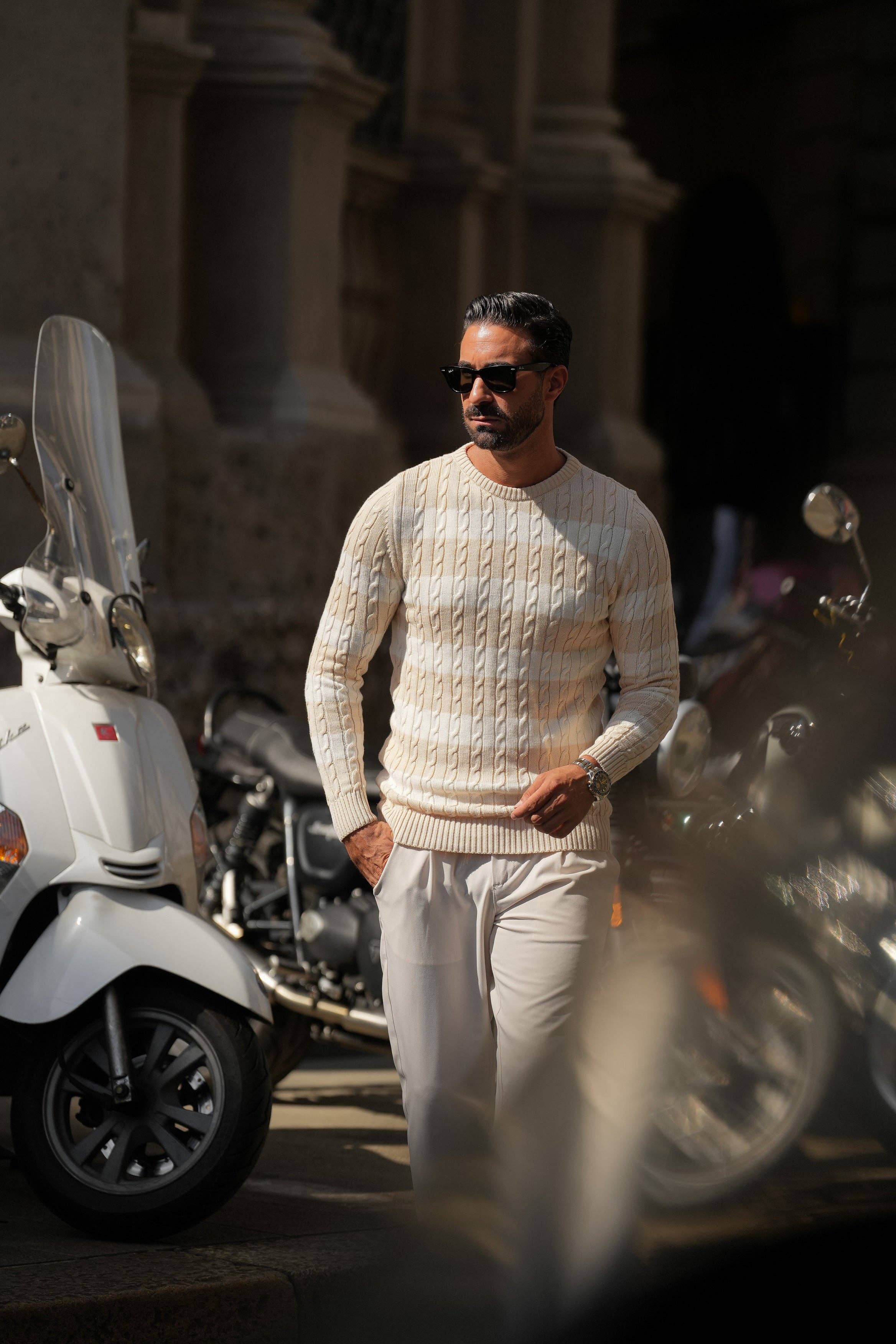 DONATO – wholesale Knitted jumper – Men′s – Cream Sweater1