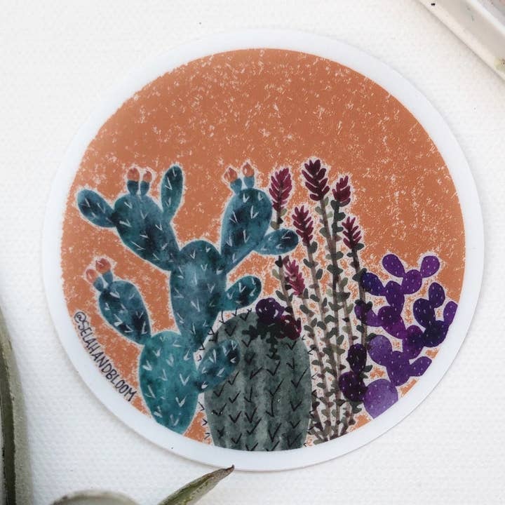 Orange kaktus klistermärke för wholesale av Selah&Bloom