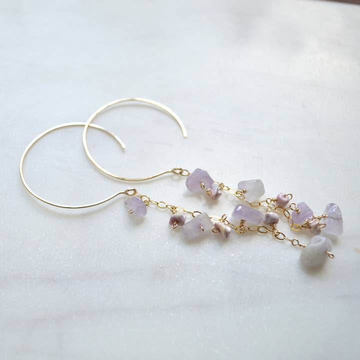 Salty But Sweet – Engroshandel Hængeøreringe og creoløreringe – Dinglende ametyst Øreringe4