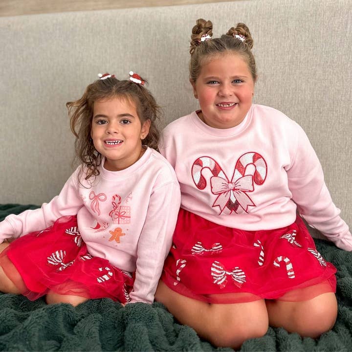 Sweet Wink - Wholesale Sweatshirt - Kids - Candy Cane Patch Christmas Sweatshirt - Kids Clothing4