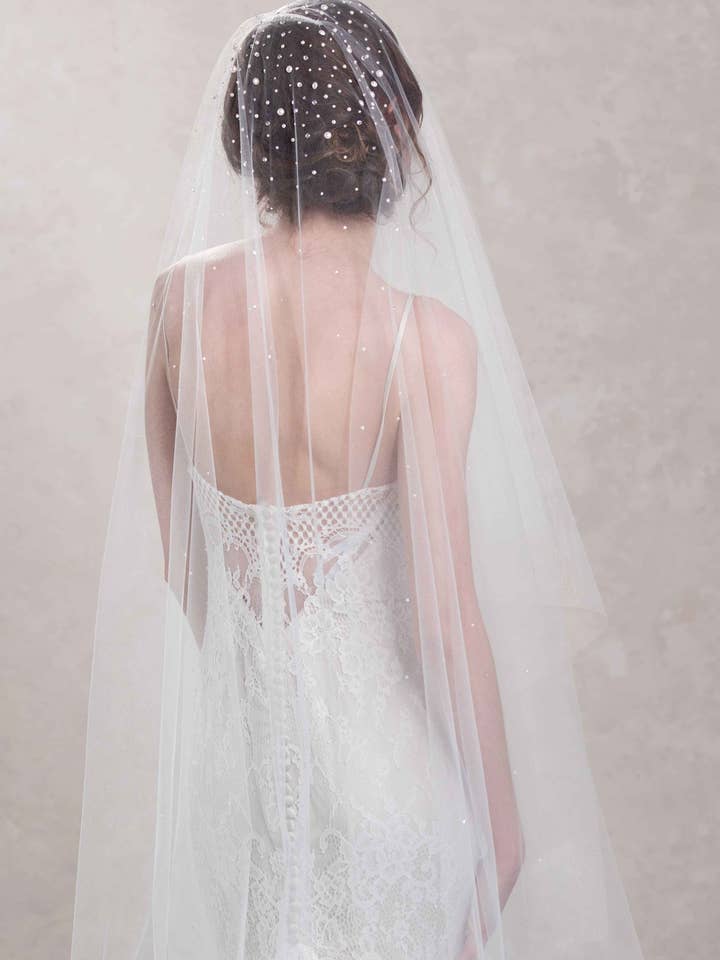 Illustria Pearl and Crystal Cathedral Veil for wholesale by Ariel Taub