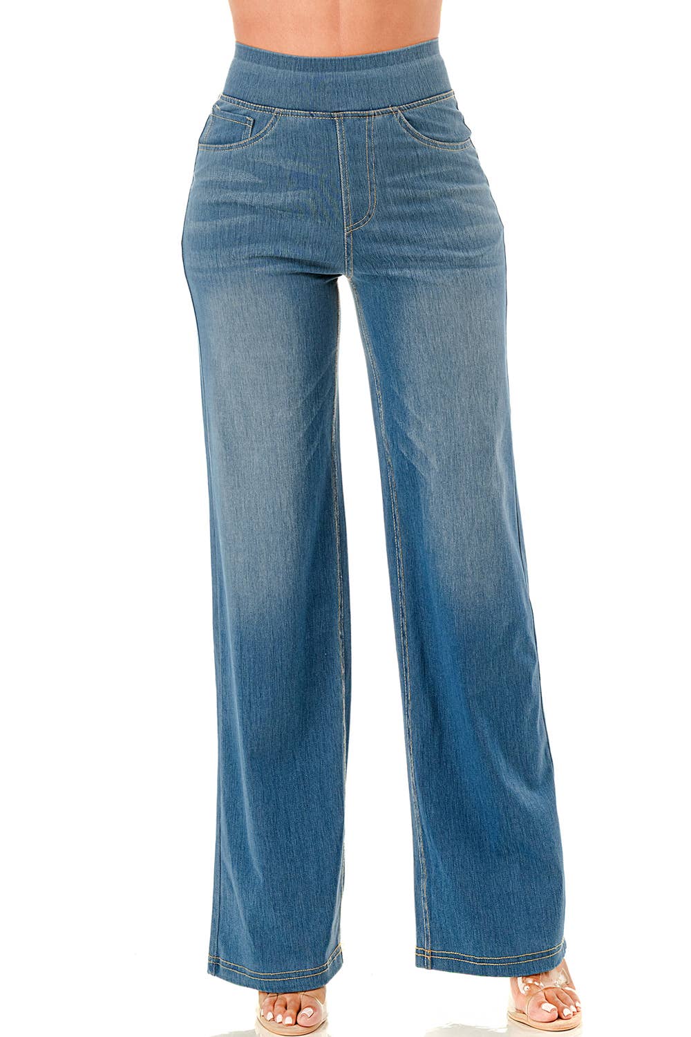 Color 5 – wholesale Jeans - Dam – Ultramjuka lätta utsvängda baggy jeans med resårmidja9