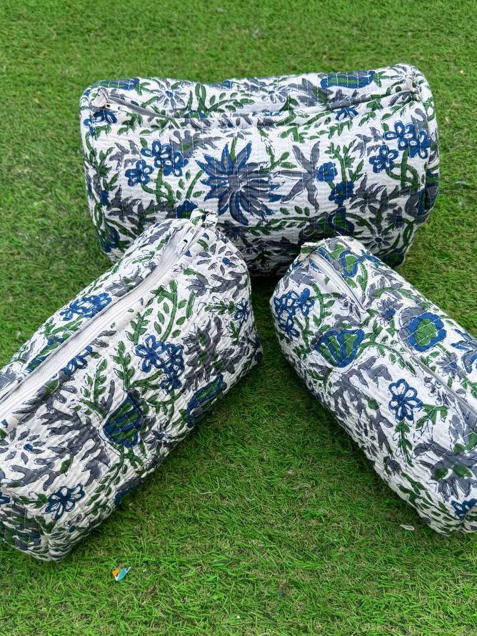 Printed Cotton Makeup Bag Quilted Cosmetic Bag Toiletry Bags for wholesale by bhavnas boutique