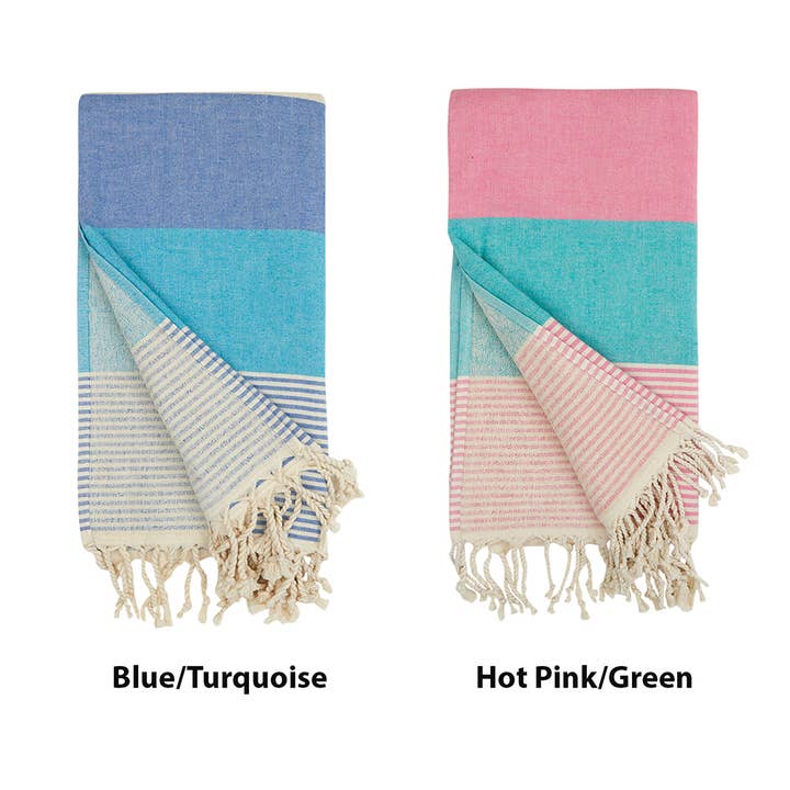 Kikoya - Wholesale Beach Towel - Hawaiian Turkish Towels 35x70" Terry Backing Beach Bath Pool