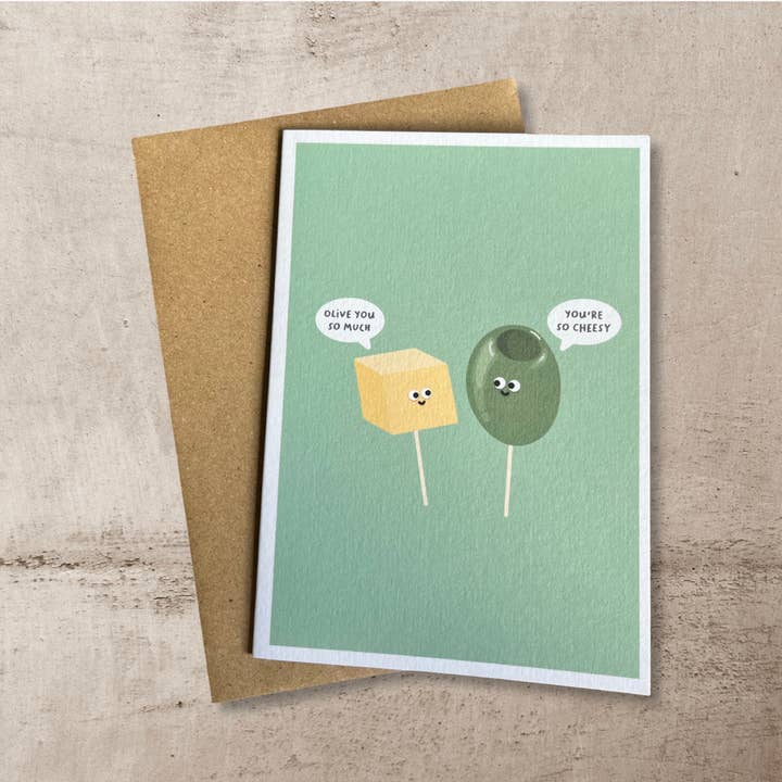 Antipasti innamorati - Biglietto di San Valentino per la vendita all'ingrosso da parte di Back To The Drawing Board Illustration